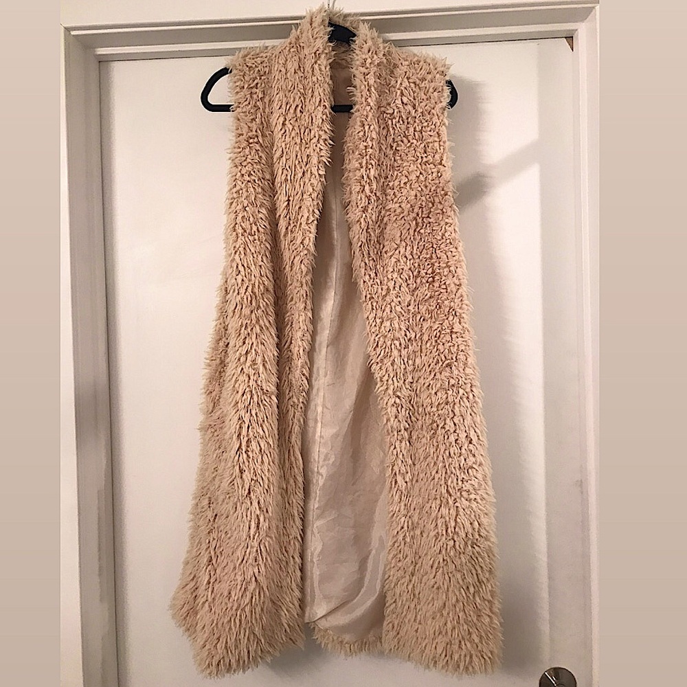 Faux Fur Long Vest with Pockets!